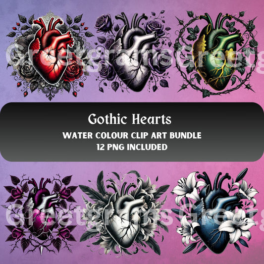 various gothic hearts