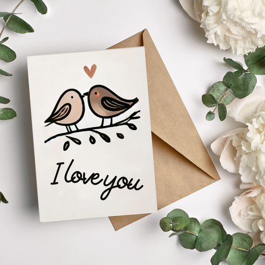 two lovebirds on a card 