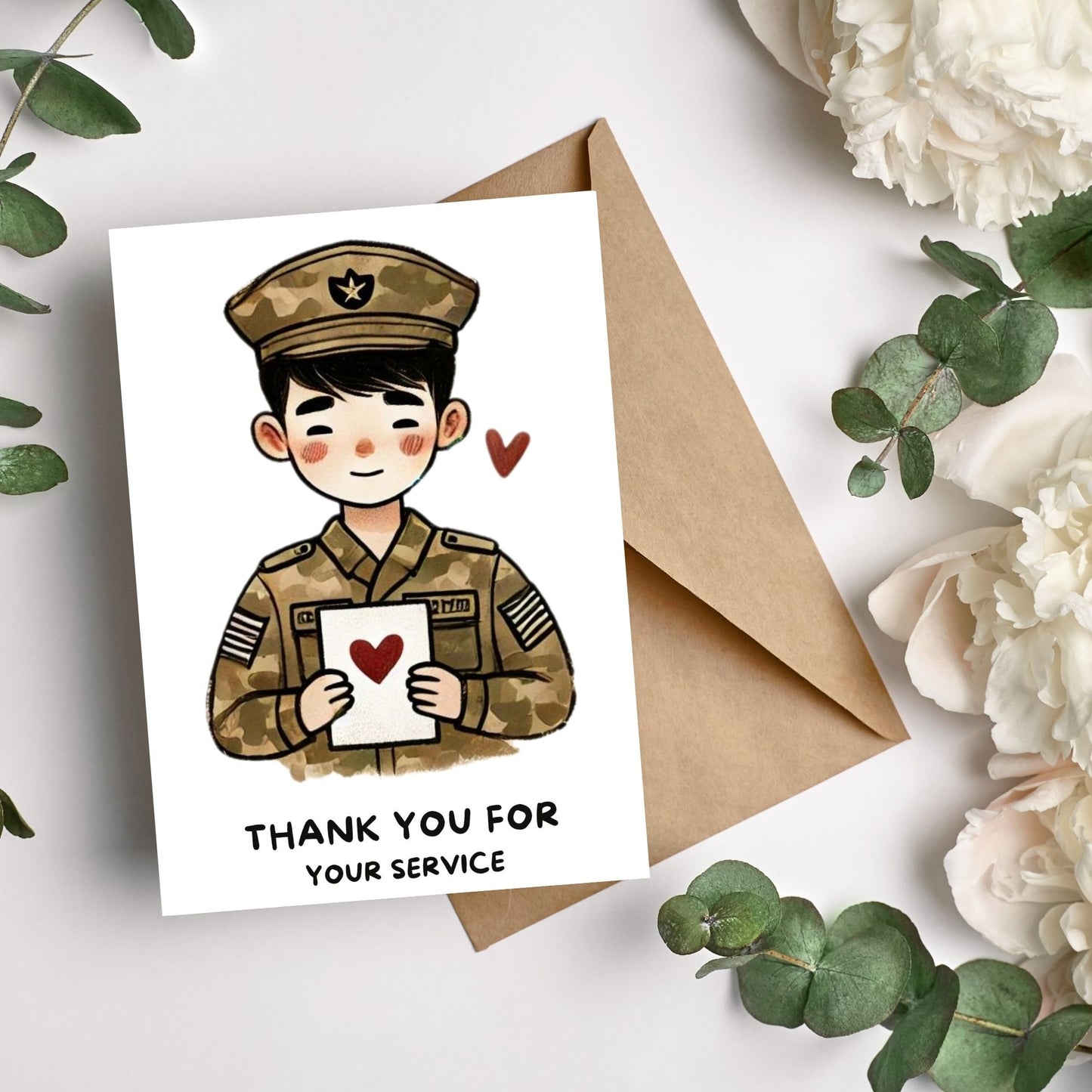 army officer holding a card