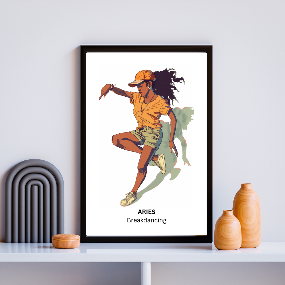 aries female dance in black frame