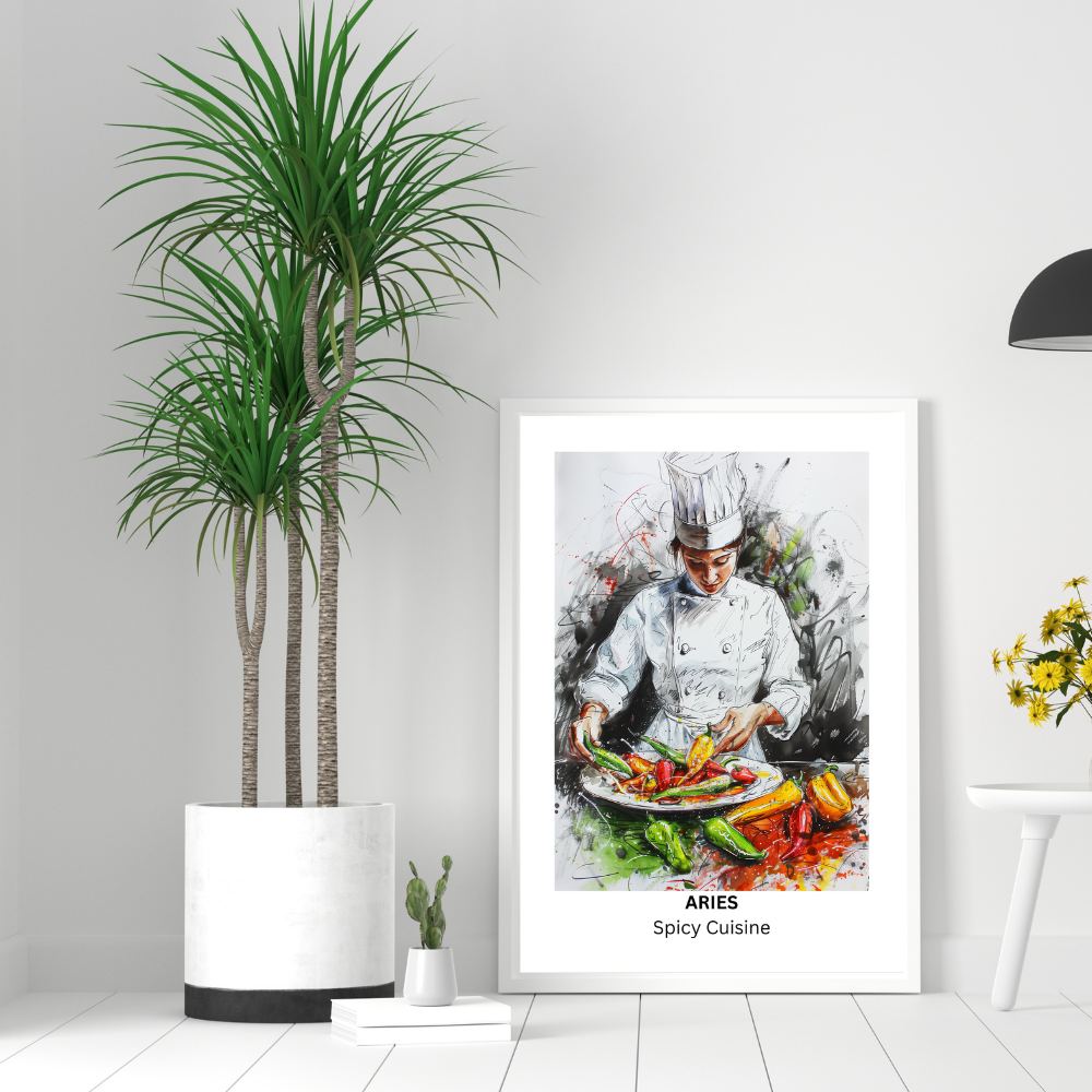  Aries Female Chef in white frame