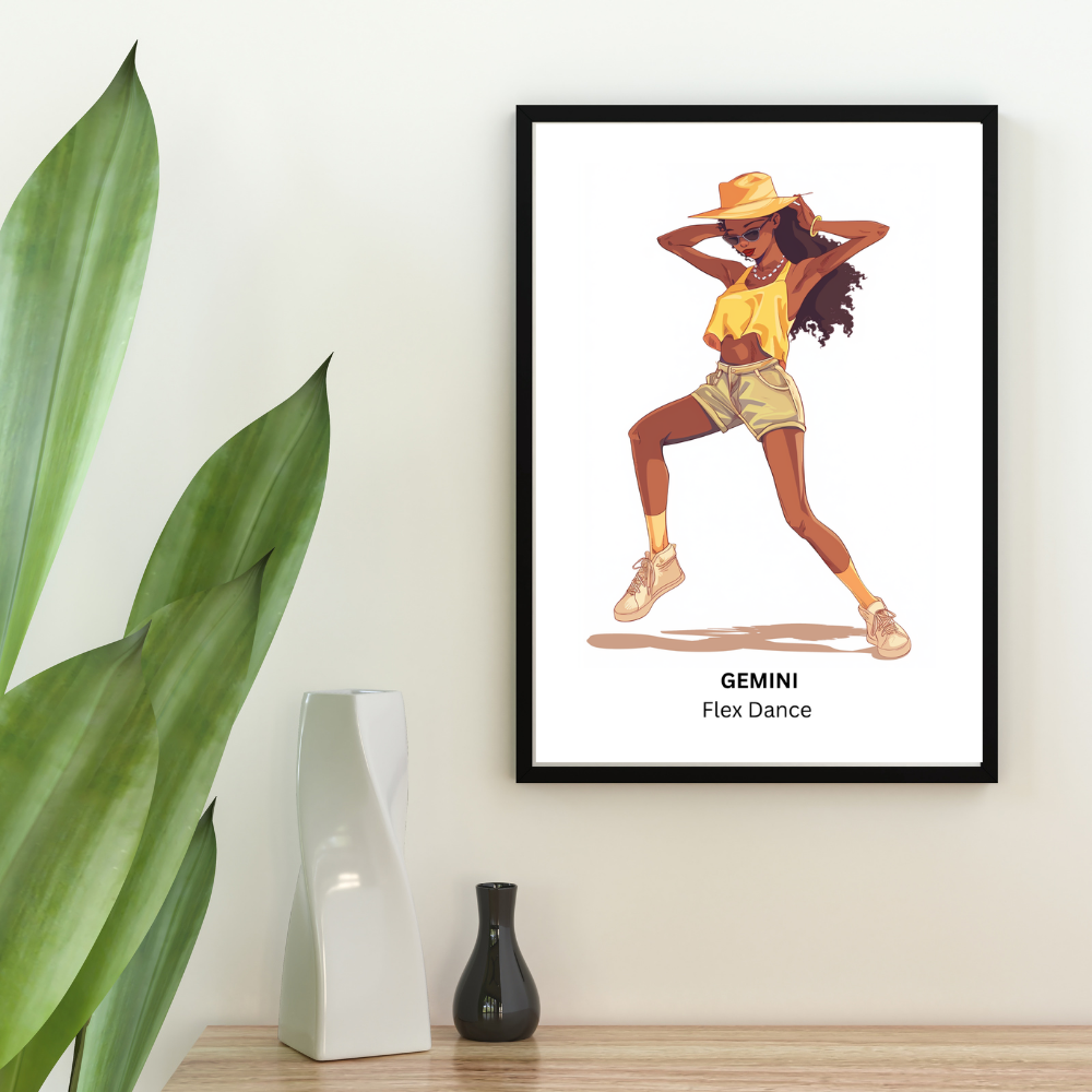 Gemini Female Dance in black frame