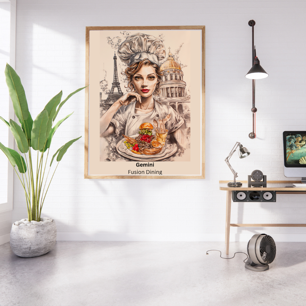 Gemini Female Chef in brown frame