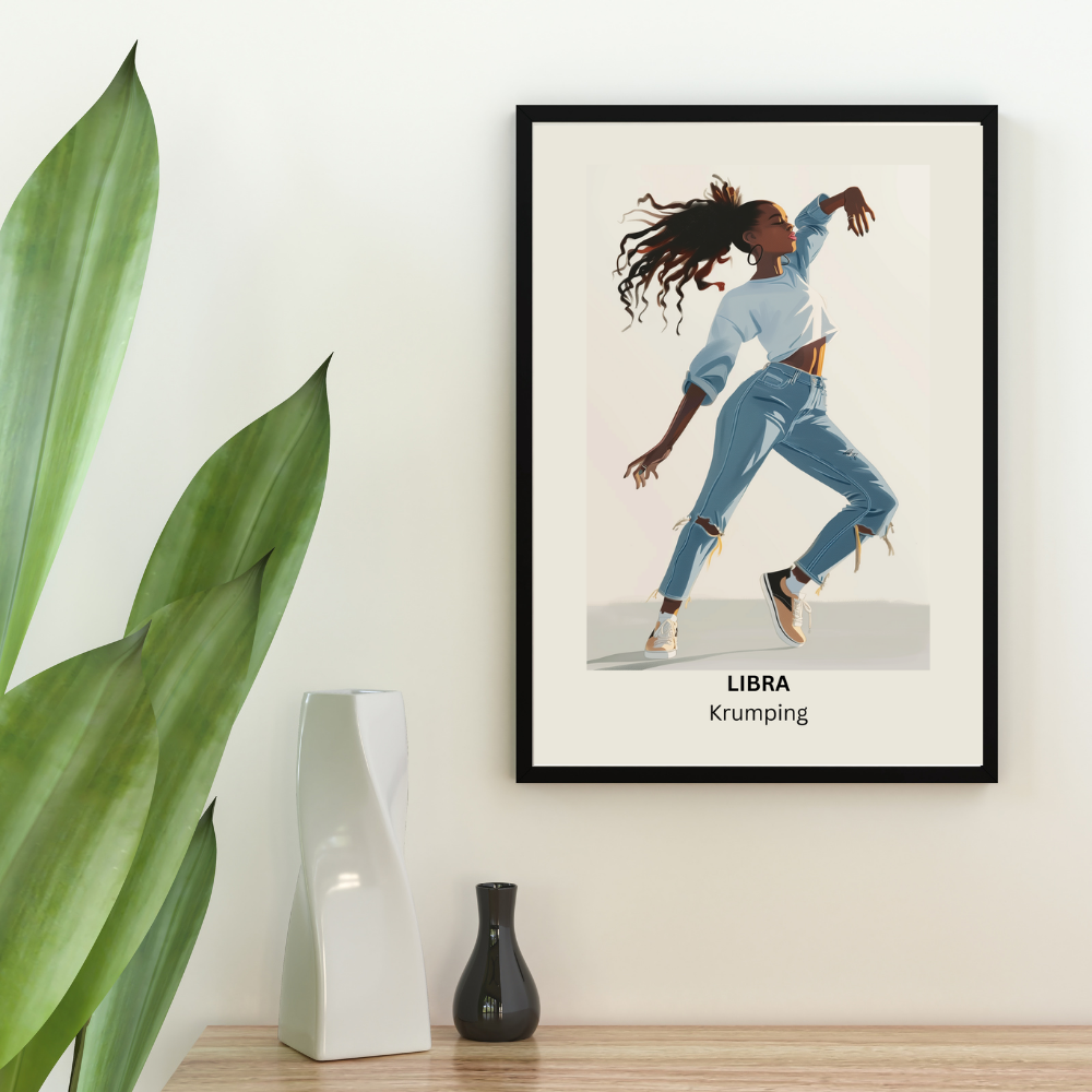 Libra Female Dance in black frame