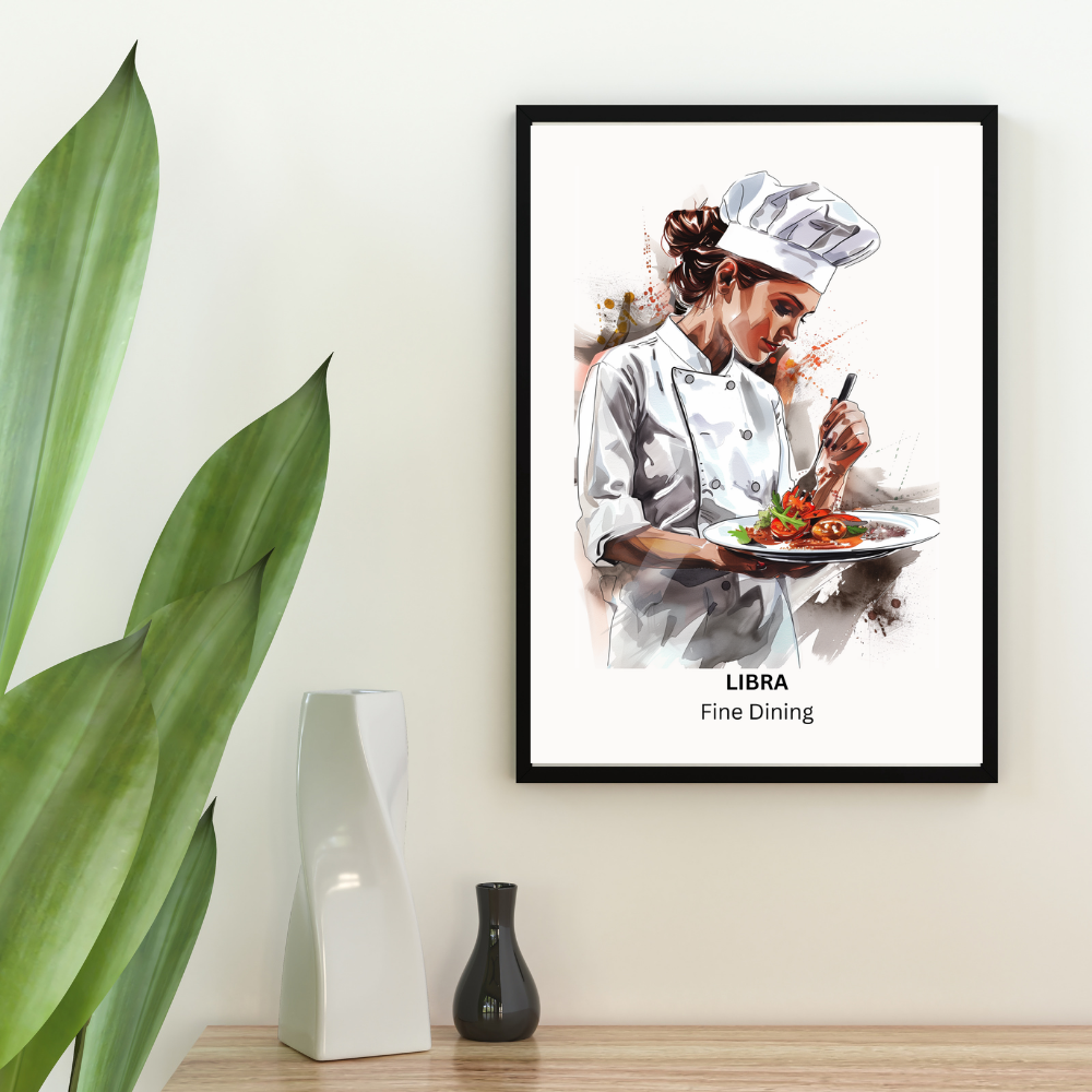 Libra Female Chef in black frame