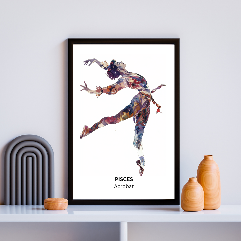 Pisces Female Circus in black frame