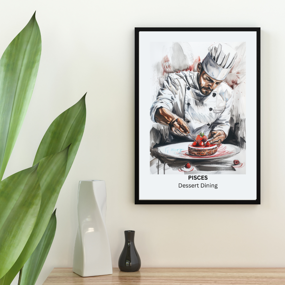 Pisces Male Chef in black frame