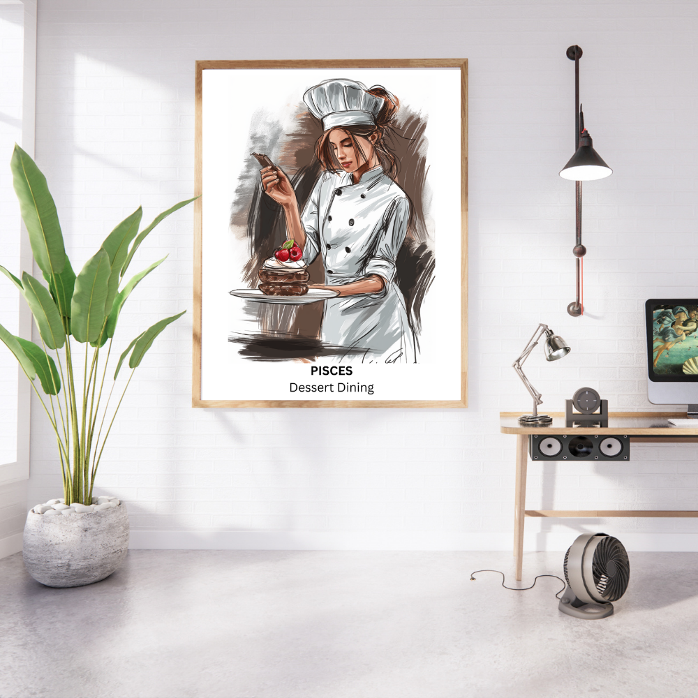 Pisces Female Chef in white frame