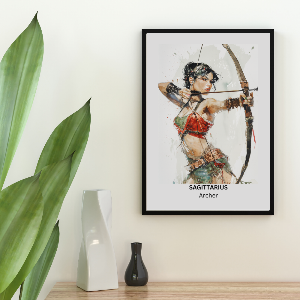 Sagittarius Female Circus in black frame