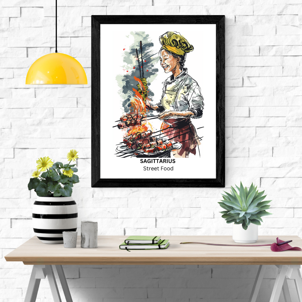 Sagittarius Female Chef  in black frame