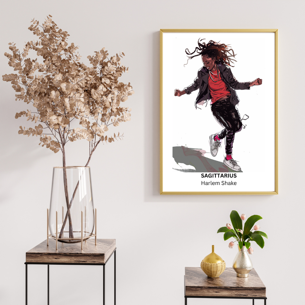 Sagittarius Female Dance in white frame