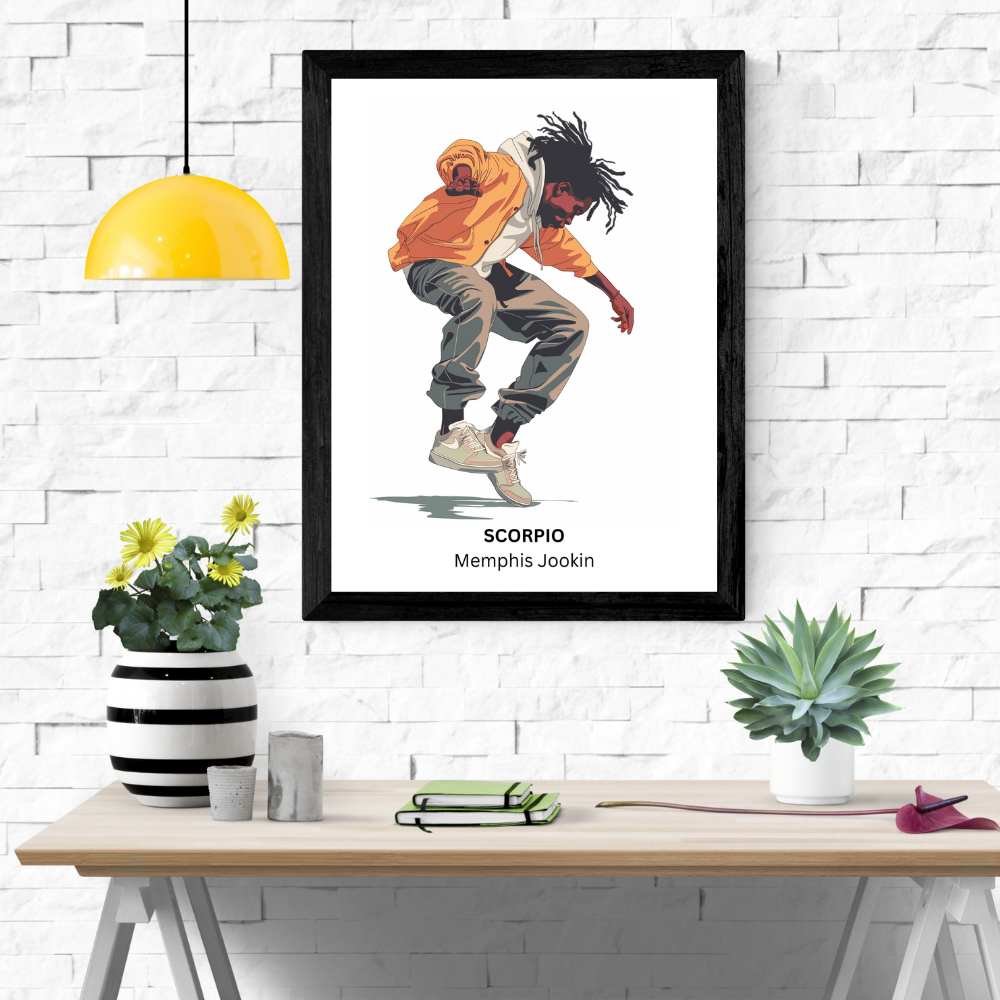 Scorpio Male Dance in black frame