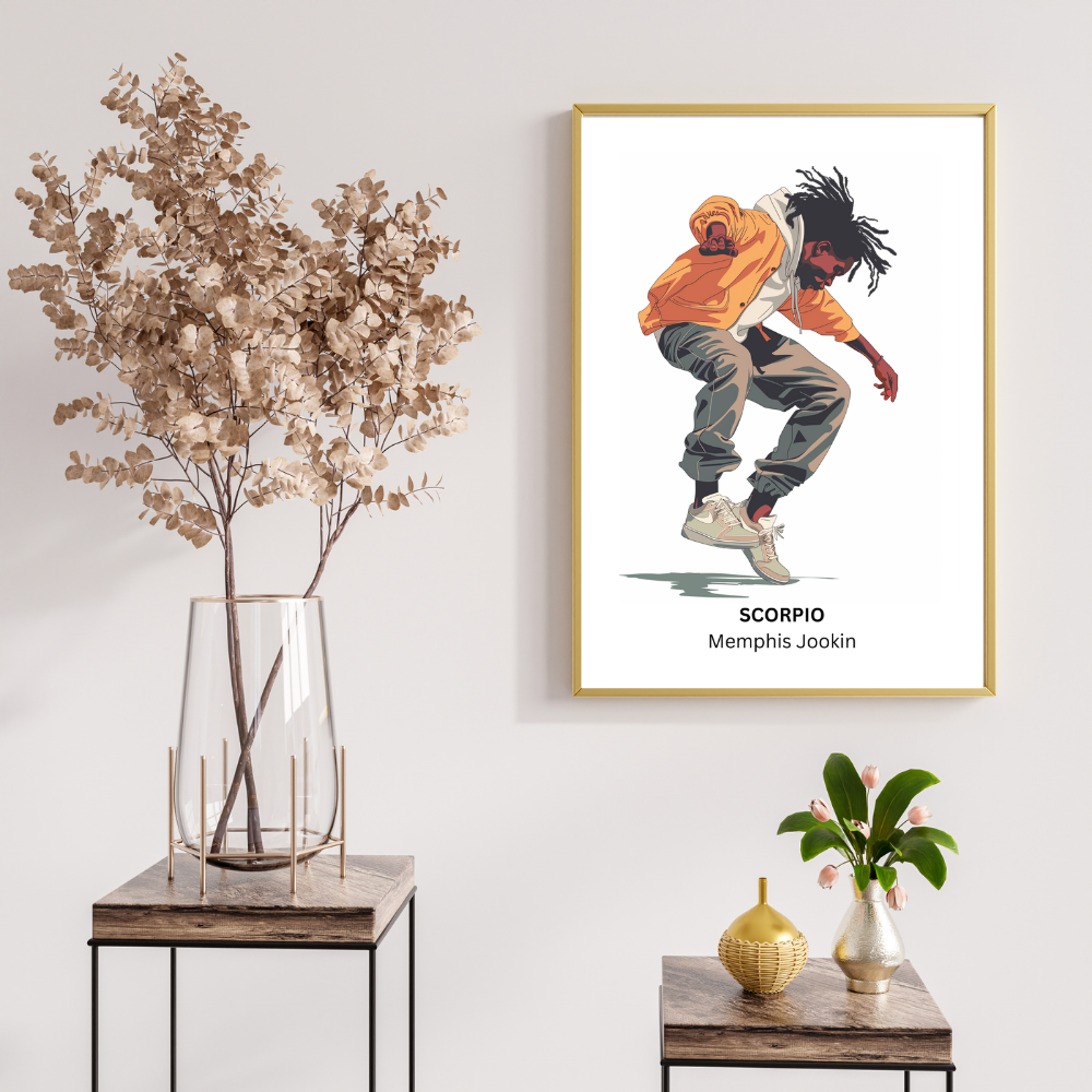 Scorpio Male Dance in white frame